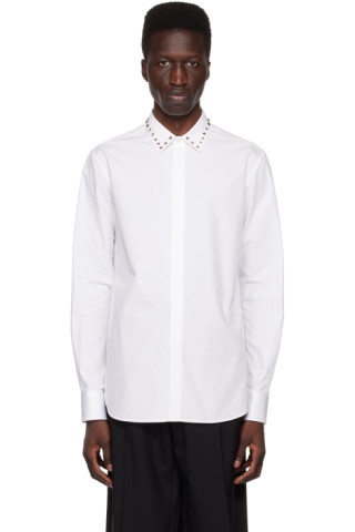Valentino: White Untitled Studs Shirt | SSENSE