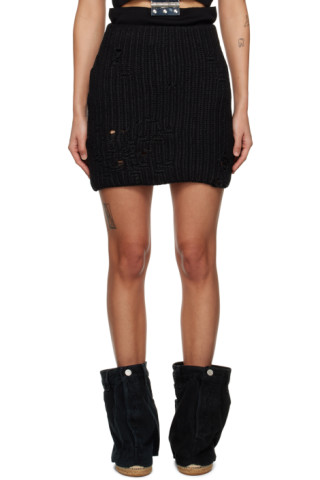 【関税込み】JW Anderson ブラック ディストレス ミニスカート 231477F090002_1.jpg