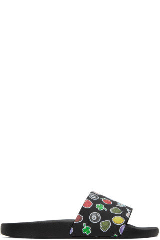 【関税込み】JW Anderson ブラック Sticker スライド Black Sticker Slides by JW Anderson on Sale