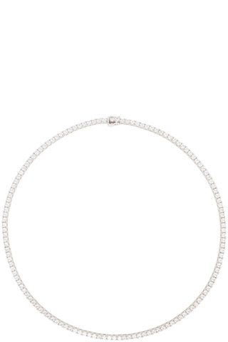 Hatton Labs: Silver & White Tennis Necklace | SSENSE