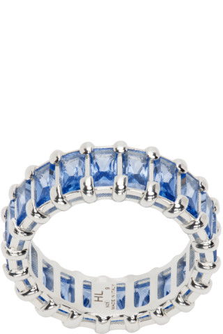 Hatton Labs - SSENSE Exclusive Silver & Blue Baguette Eternity Ring