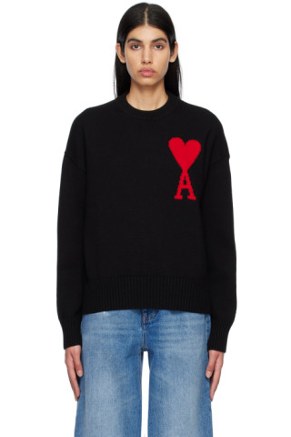 AMI Paris: Black Ami de Cœur Sweater | SSENSE