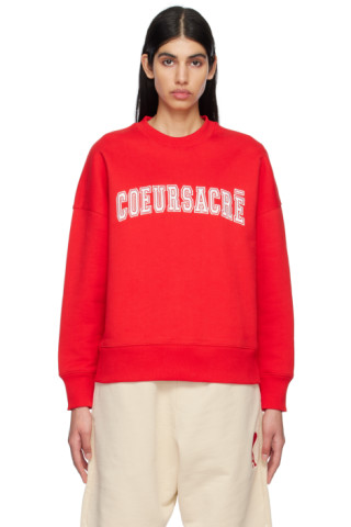 【関税込み】AMI Paris レッド Coeur Sacre フーディ Red Cœur Sacré Sweatshirt by AMI Paris on Sale