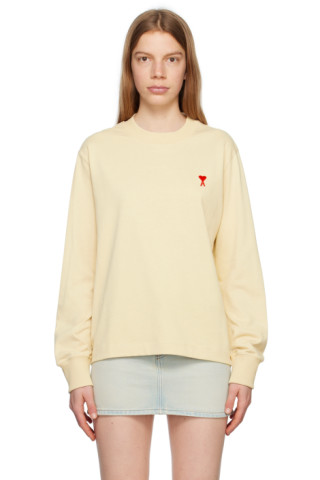 Beige Ami de Cœur Long Sleeve T-Shirt by AMI Paris on Sale