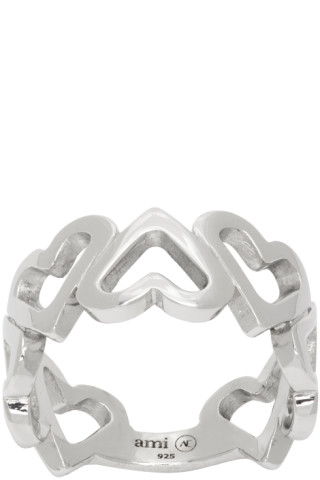 AMI Paris x Alan Crocetti Upside Down Hearts Ring - Silver