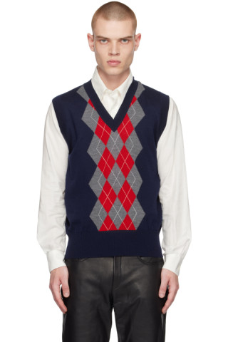 ★AMI PARIS★ Argyle Jacquard Knit Vest Grey FKS704KN0005050 MUSINSA | AMI Argyle Jacquard Knit Vest - Grey