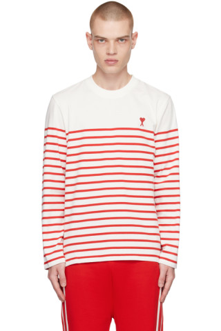 White Ami de Cœur Long Sleeve T-Shirt by AMI Paris on Sale