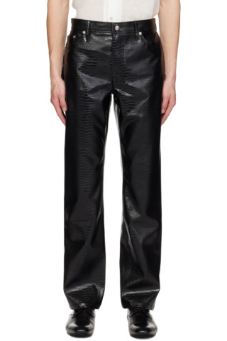 Black Londre Faux-Leather Trousers by Séfr on Sale