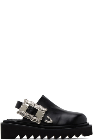 Black Pin-Buckle Mules by Toga Pulla on Sale