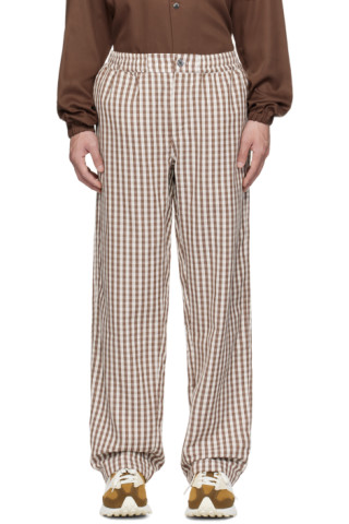 White & Brown Easy Trousers by mfpen on Sale