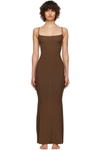 SKIMS: Brown Soft Lounge Long Slip Dress