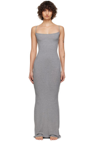 SKIMS: Grey Soft Lounge Slip Dress | SSENSE
