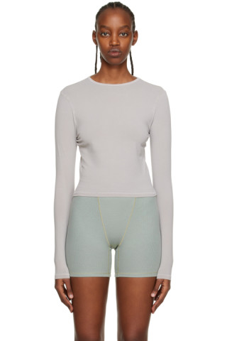 Skims Cotton Jersey Long Sleeve T Shirt Light Heather Grey XS $54 New -  beyond exchange
