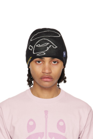 BAPE: Black Knit Ape Face Beanie | SSENSE Canada