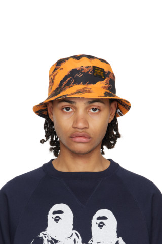 BAPE: Black & Orange Tiger Camo Bucket Hat | SSENSE