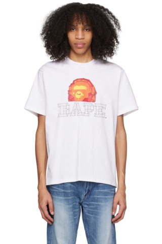 BAPE: White Polygon Ape Head T-Shirt | SSENSE