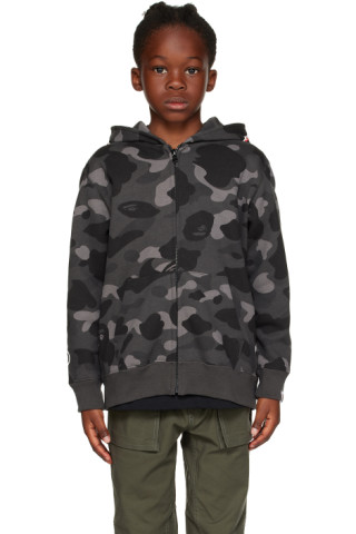 Kids Black Camouflage Hoodie by BAPE | SSENSE