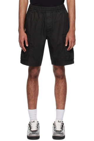 Black Garment-Dyed Cargo Shorts by AAPE by A Bathing Ape on Sale