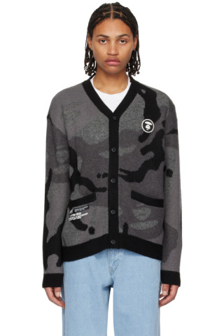AAPE by A Bathing Ape - Gray & Black Buttoned Cardigan AAPE by A Bathing Ape - Gray & Black Buttoned Cardigan