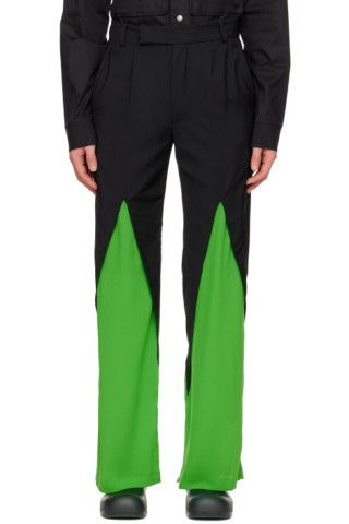 STRONGTHE - SSENSE Exclusive Black u0026 Green Two-Tone Trousers