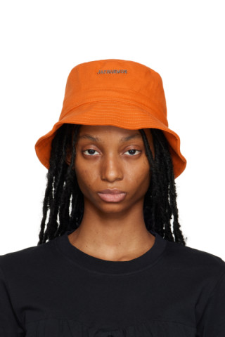 Jacquemus: Orange Le Raphia 'Le Bob Gadjo' Bucket Hat | SSENSE