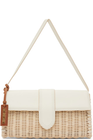 Jacquemus: Off-White Le Raphia 'Le Bambino Long Osier' Bag | SSENSE