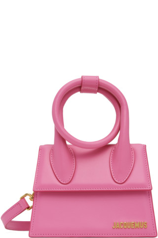 Jacquemus - Authenticated Le Chiquito Noeud Handbag - Leather Pink Plain for Women, Never Worn, with Tag