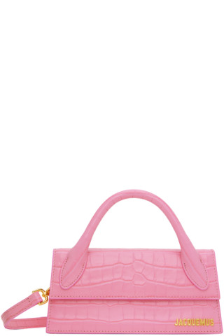 Jacquemus Le Chiquito Long Croc-effect Shoulder Bag In Pink