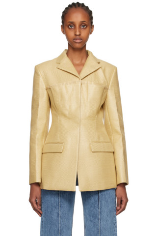 JACQUEMUS: Beige Le Raphia 'La Veste Palha' Blazer | SSENSE