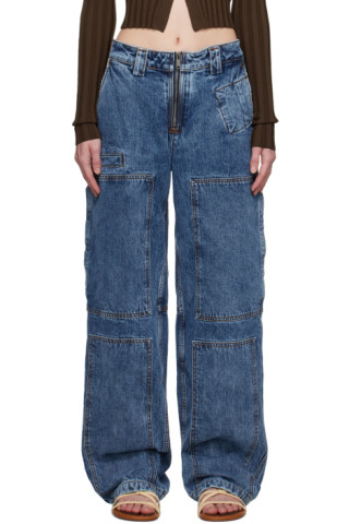 Jacquemus: Blue Le Raphia 'Le De Nimes Cargo' Jeans | SSENSE