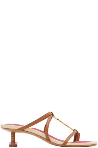 Jacquemus: Brown Le Raphia 'Les Sandales Basses Pralu' Sandals | SSENSE