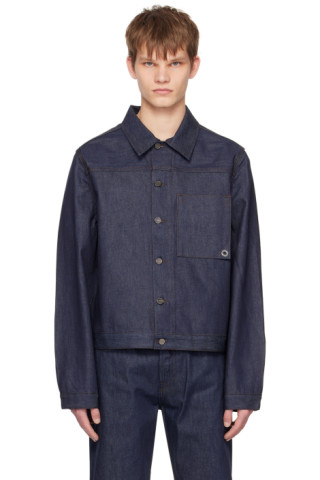 Navy Le Raphia 'La Veste de Nîmes Jao' Denim Jacket by Jacquemus on Sale