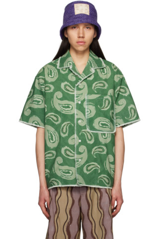 Green Le Raphia 'La Chemise Artichaut' Shirt by JACQUEMUS on Sale