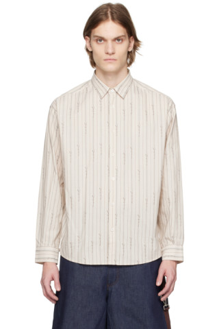 Jacquemus: Beige Le Raphia 'La Chemise Simon' Shirt | SSENSE