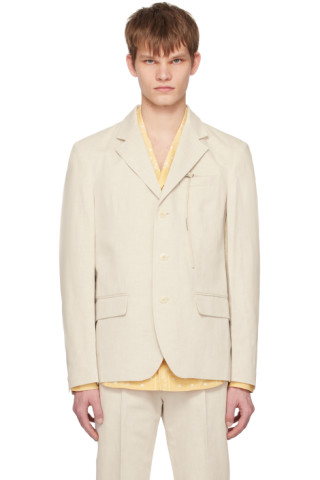 Beige Le Raphia 'La Veste Feijoa' Blazer by JACQUEMUS on Sale