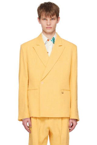 Jacquemus: Yellow Le Raphia 'La Veste Madeiro' Blazer | SSENSE