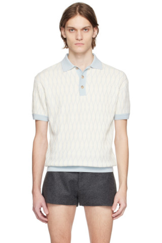 King & Tuckfield: White Textured Pattern Polo | SSENSE