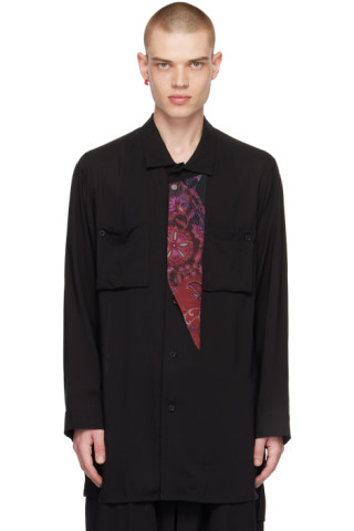 Black Floral Shirt by Yohji Yamamoto on Sale