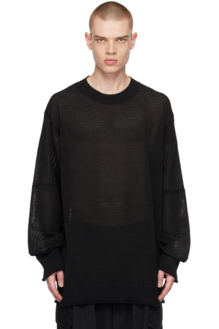 Yohji Yamamoto: Black Two-Pattern Sweater | SSENSE