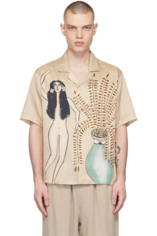 Beige Woman And Fern Shirt by COMMAS on Sale