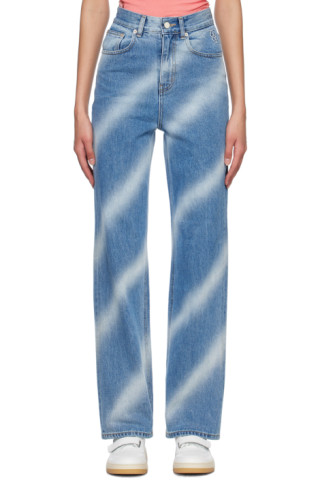 Kijun: Blue Airbrushed Jeans | SSENSE