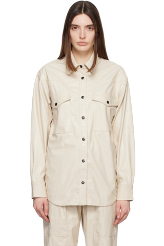 Isabel Marant Etoile: Off-White Berny Faux-Leather Shirt | SSENSE