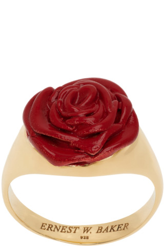 Ernest W. Baker: Gold & Red Rose Ring | SSENSE Canada