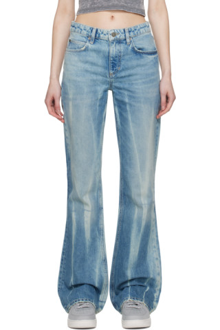 Blue Flared Jeans by GUESS USA on Sale