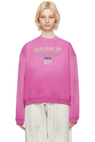 Pink Distressed Sweatshirt by GUESS USA on Sale