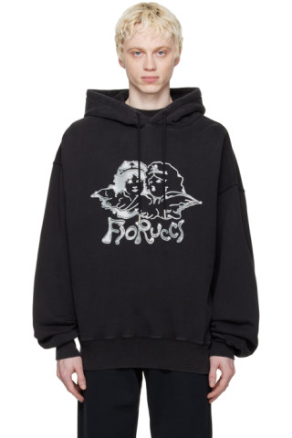 Fiorucci: Black Chrome Angels Hoodie | SSENSE