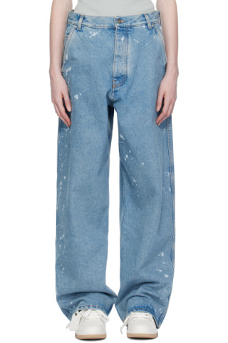 Off-White: Blue Tapered Jeans | SSENSE