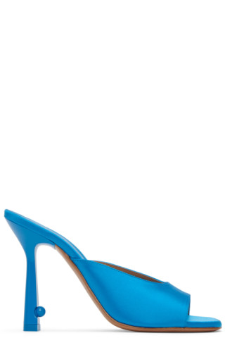 *OFF WHITE* LOLLIPOP LINEN MULE Blue Pop Lollipop Mules by Off-White on Sale