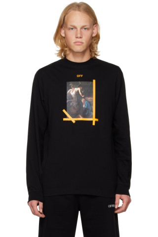 Off-White: ブラック プリント 長袖Tシャツ | SSENSE 日本