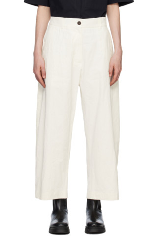 Studio Nicholson: White Chalco Coated Trousers | SSENSE